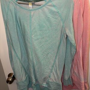 GreenTea Long Sleeve Tees - one Mint and one Pinkish coral.